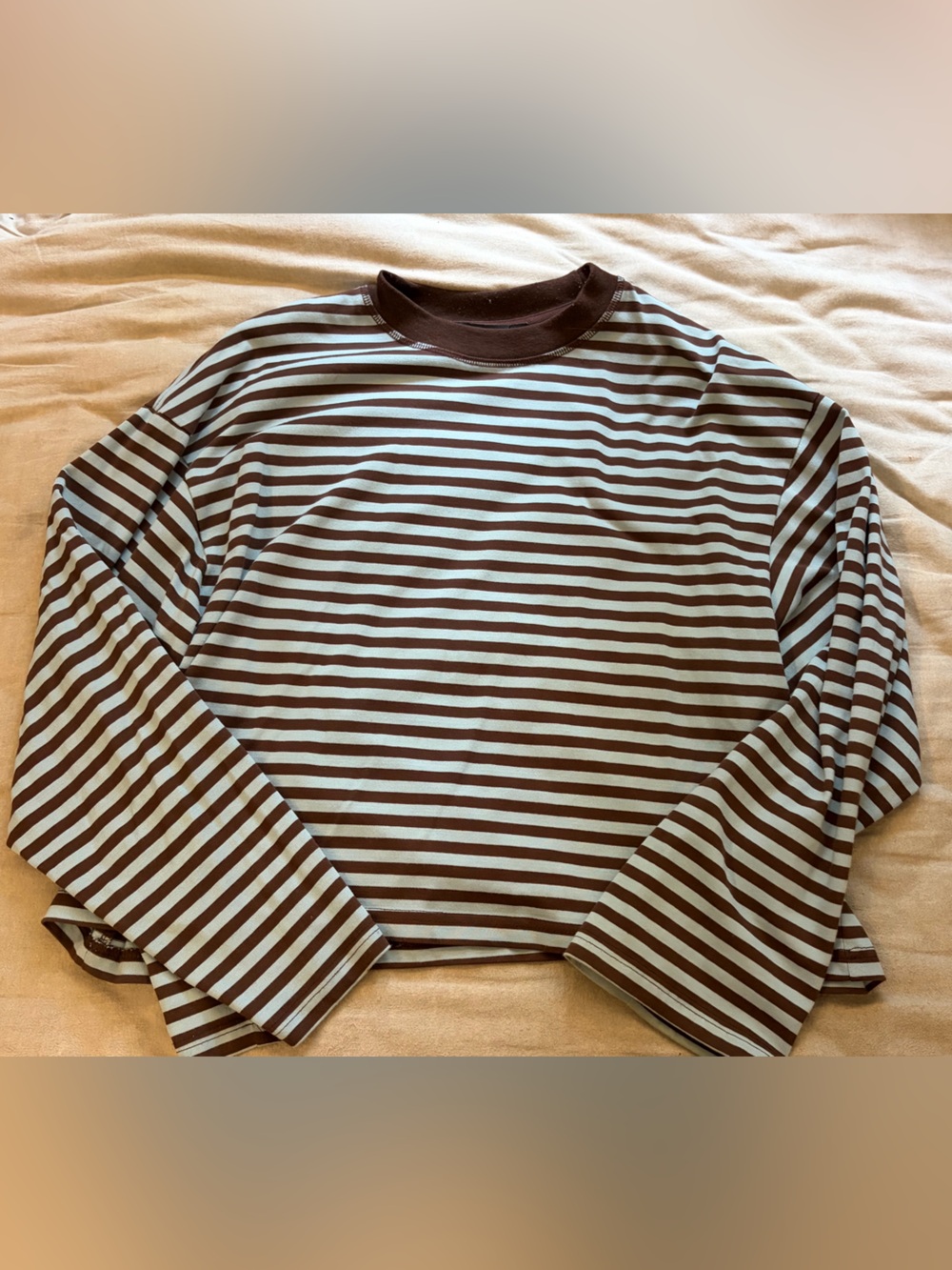 Lioness brown and light blue striped long-sleeve top